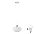 LED-riippuvalaisin HARMA vaijerilla, 1 x E27, 60 W, 230 V, Ø 25 cm, mattakromi/valkoinen