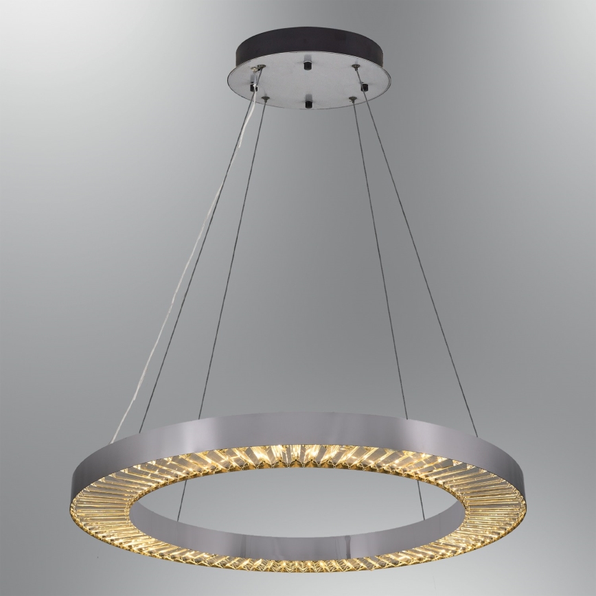 LED-riippuvalaisin JESI vaijerilla, 85 W, 230 V, 3000 K, Ø 80 cm, hopeanvärinen
