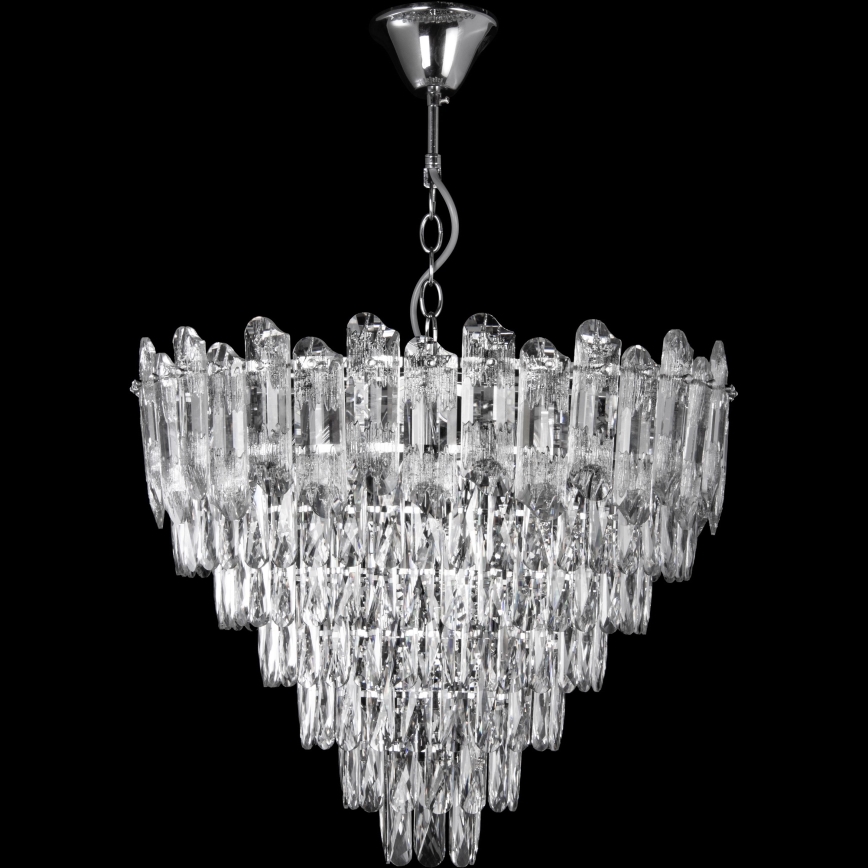 LED-riippuvalaisin ketjulla 11xE27/60W/230V + 7xLED/6W, halkaisija 60 cm, kiiltävä kromi
