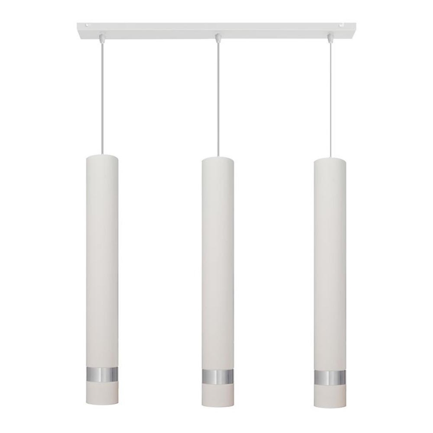 LED-riippuvalaisin köydellä TUBA 3xGU10/4,8W/230V valkoinen/kiiltävä kromi