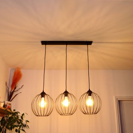 LED-riippuvalaisin köydellä MERCURE 3xE27/15W/230V