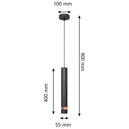 LED riippuvalaisin TUBA 1xGU10/4,8W/230V musta/kupari