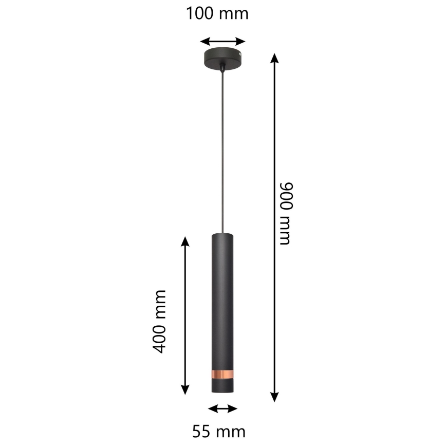 LED riippuvalaisin TUBA 1xGU10/4,8W/230V musta/kupari
