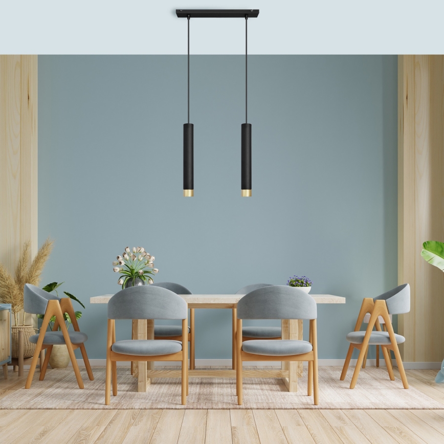LED Riippuvalaisin TUBA 2xGU10/4,8W/230V musta/kulta