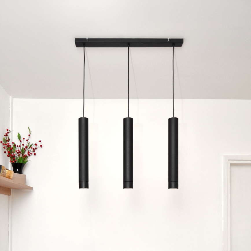LED Riippuvalaisin TUBA 3xGU10/4,8W/230V musta
