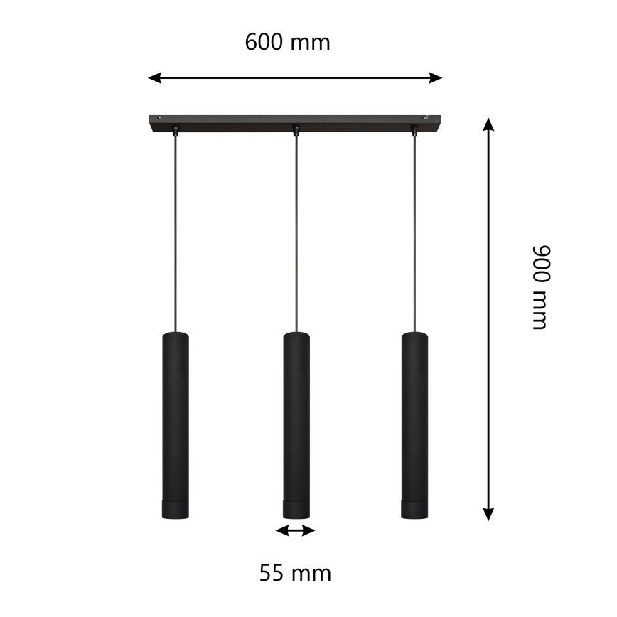 LED Riippuvalaisin TUBA 3xGU10/4,8W/230V musta