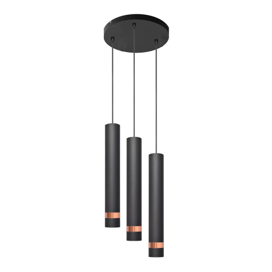 LED riippuvalaisin TUBA 3xGU10/4,8W/230V musta/kupari
