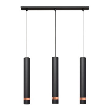 LED riippuvalaisin TUBA 3xGU10/4,8W/230V musta/kupari