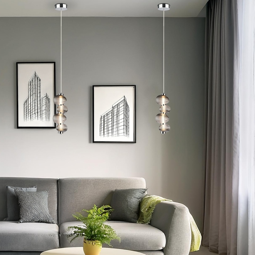 LED-riippuvalaisin vaijerilla BOLLA LED/17W/230V Ø 16 cm kiiltävä kromi/savunharmaa