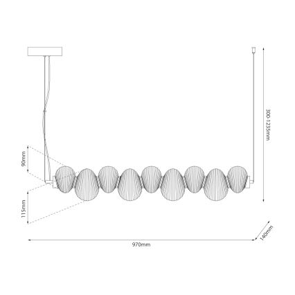 LED-riippuvalaisin vaijerilla BOLLA LED/32W/230V kiiltävä kromi/savunharmaa