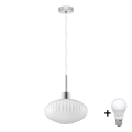 LED-riippuvalaisin vaijerilla HARMA 1xE27/60W/230V Ø 30 cm mattakromi/valkoinen