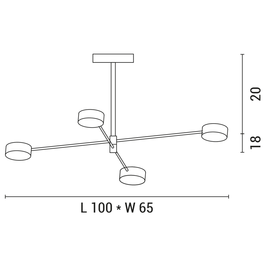 LED-riipuskattokruunu 4xLED/12W/230V 4000K kulta