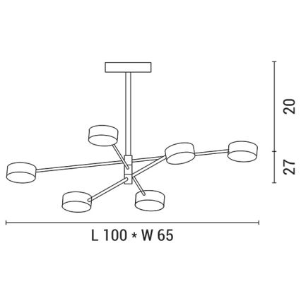 LED-riipuskattokruunu LED/30W/230V 3000K kulta
