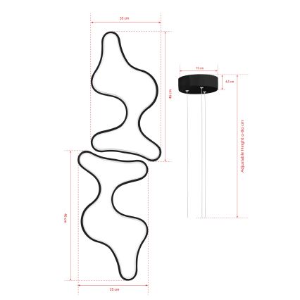 LED Ripustettava valaisin DUPLE ARTISAN LED/80W/230V 6500K musta