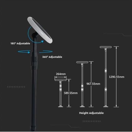 LED Säädettävä aurinkokenno lamppu GARDEN LED/8W/5V 60-129 cm 4000K IP65