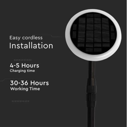 LED Säädettävä aurinkokenno lamppu GARDEN LED/8W/5V 60-129 cm 4000K IP65