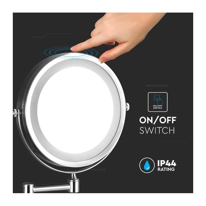 LED seinä meikkipeili LED/3W/6V 4xAA IP44