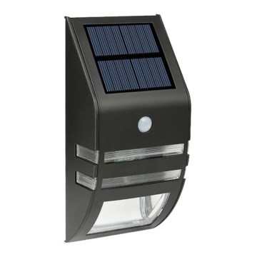 LED Seinäaurinkokennovalo sensorilla LED/3,7V IP44 musta