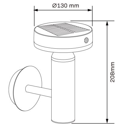 LED-seinäaurinkovalaisin anturilla GWINEA LED/4,5W/3,7V IP44 musta