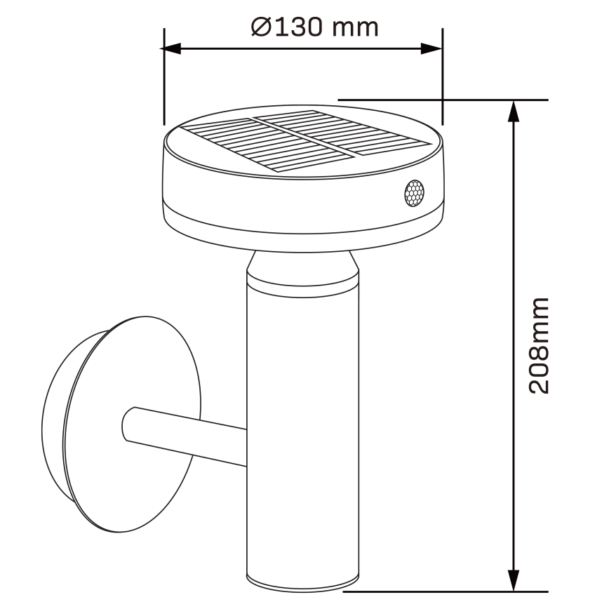 LED-seinäaurinkovalaisin anturilla GWINEA LED/4,5W/3,7V IP44 musta