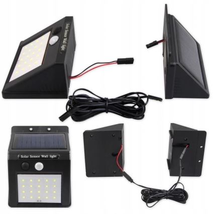 LED-seinäaurinkovalaisin anturilla ja ulkoinen paneeli LED/0,55W/3,7V 1200 mAh IP65