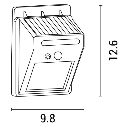 LED-seinäaurinkovalaisin anturilla LED/0,55W/3,7V 6500K IP65