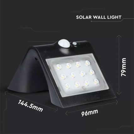 LED-seinäaurinkovalaisin anturilla LED/1.5W/3,7V IP65 1200 mAh