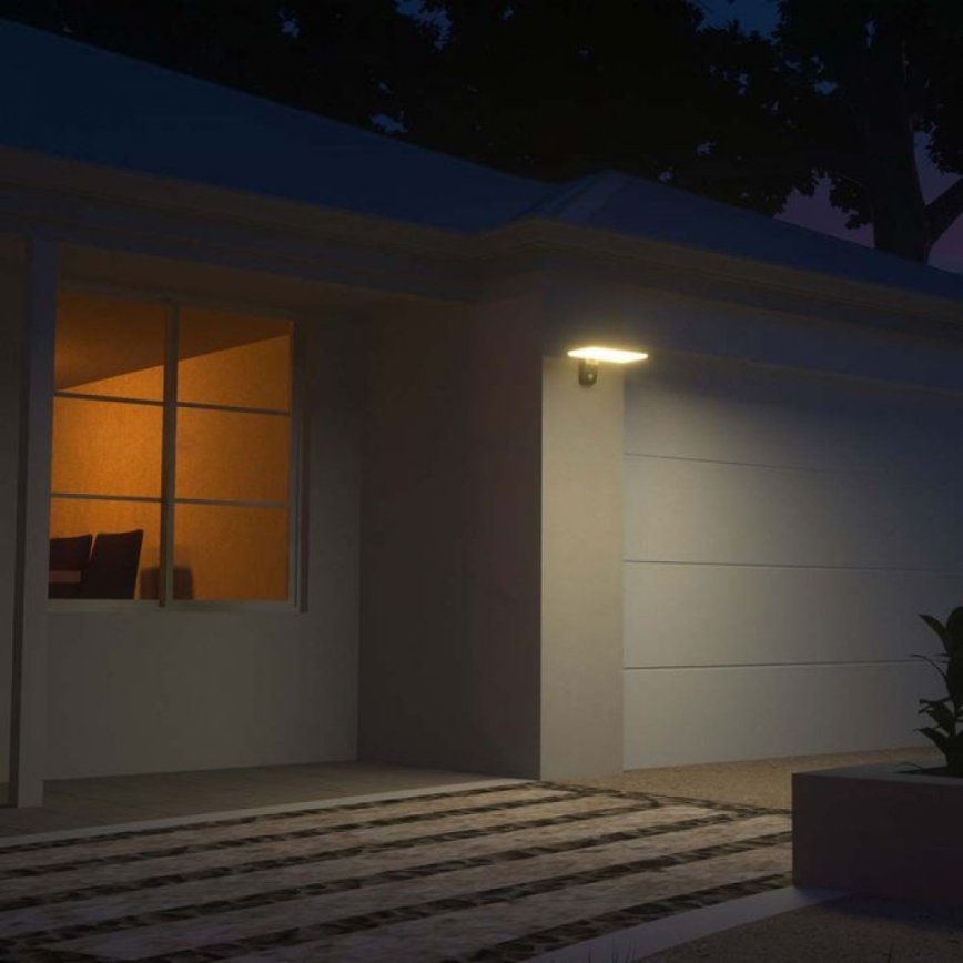 LED-seinäaurinkovalaisin anturilla LED/15W/3,2V 4000K/6000K IP65 musta