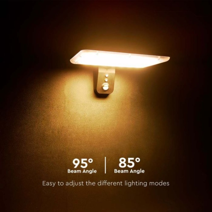 LED-seinäaurinkovalaisin anturilla LED/15W/3,2V 4000K/6000K IP65 musta