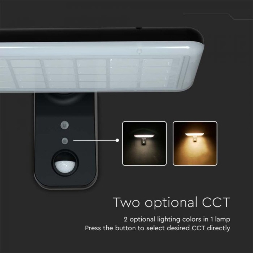 LED-seinäaurinkovalaisin anturilla LED/15W/3,2V 4000K/6000K IP65 musta