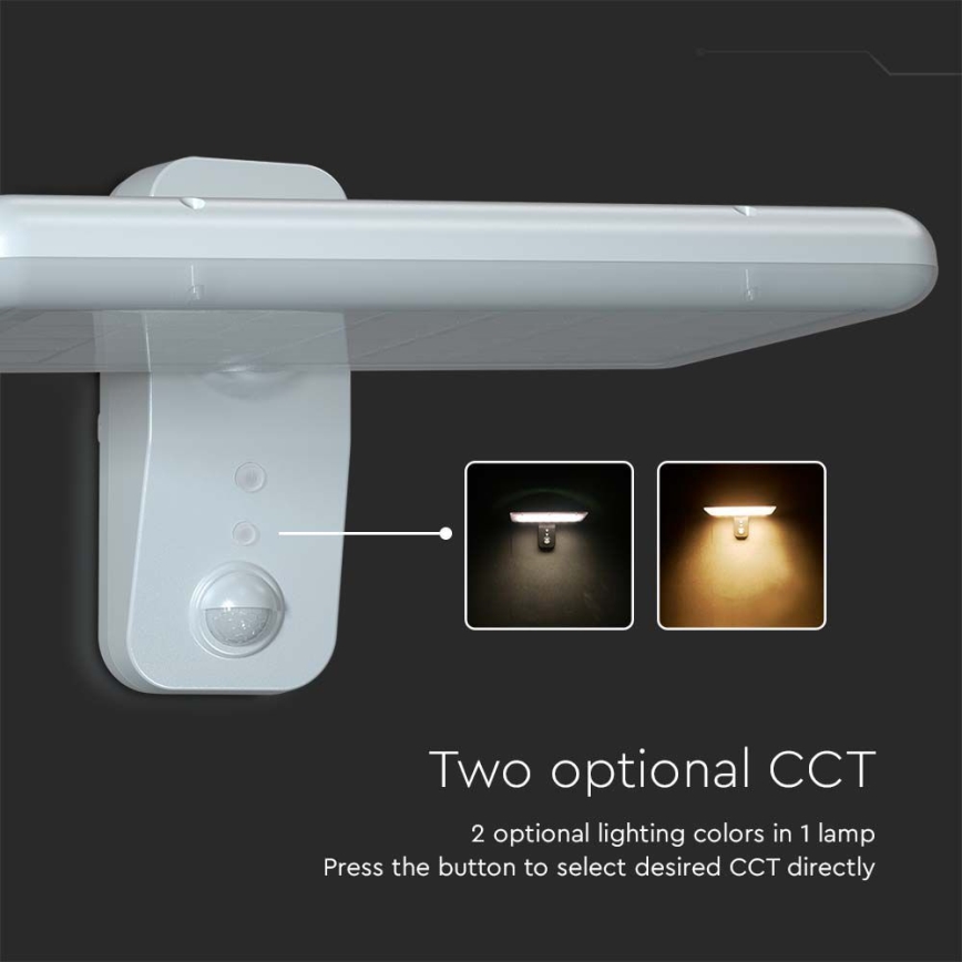 LED-seinäaurinkovalaisin anturilla LED/15W/3,2V 4000K/6000K IP65 valkoinen