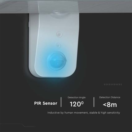 LED-seinäaurinkovalaisin anturilla LED/15W/3,2V 4000K/6000K IP65 valkoinen