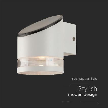 LED-seinäaurinkovalaisin anturilla LED/1W/3,7V IP54 3000K 1200 mAh valkoinen