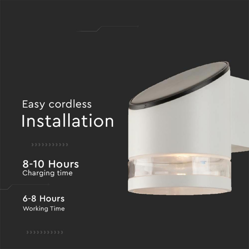 LED-seinäaurinkovalaisin anturilla LED/1W/3,7V IP54 3000K 1200 mAh valkoinen