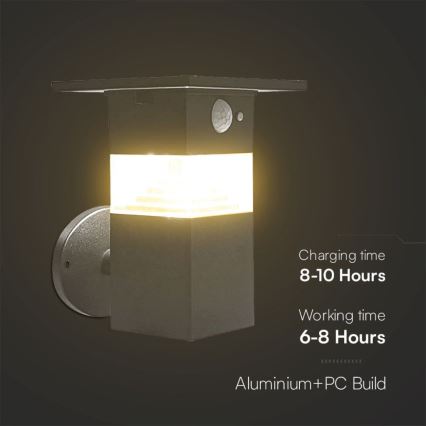 LED-seinäaurinkovalaisin anturilla LED/2,5W/3,7V IP54 3000K