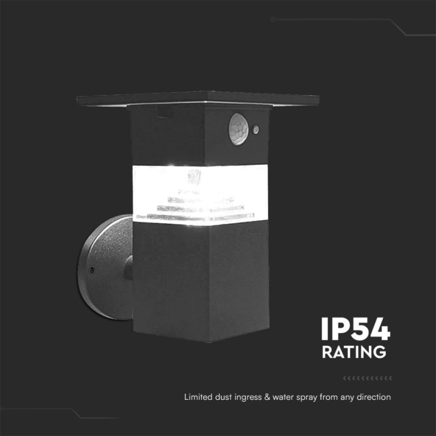 LED-seinäaurinkovalaisin anturilla LED/2,5W/3,7V IP54 3000K