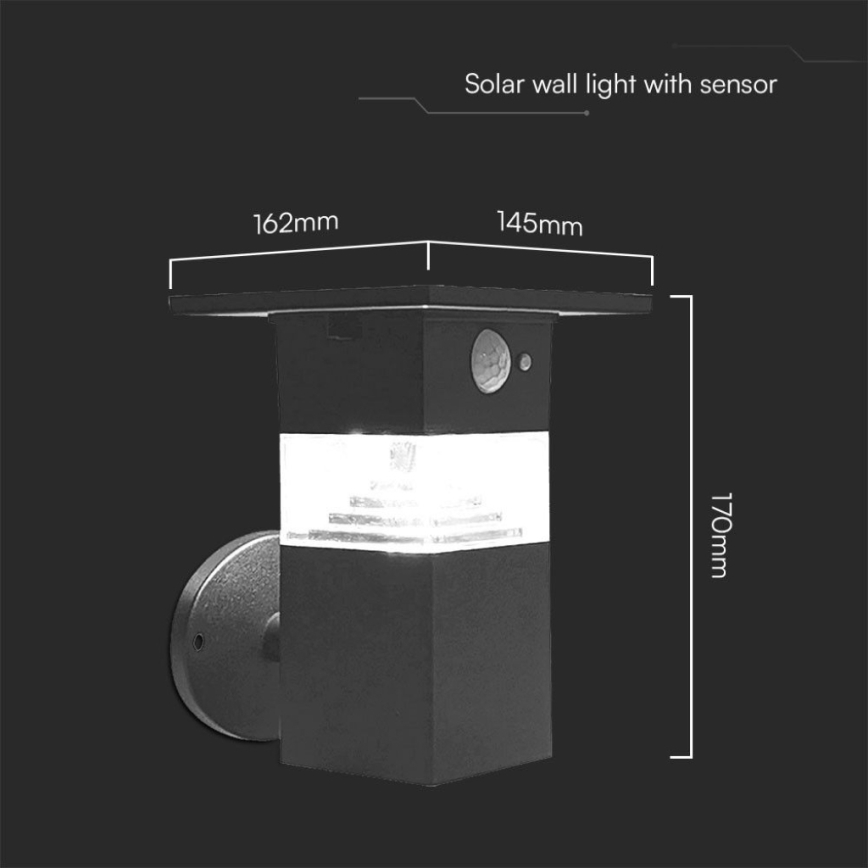 LED-seinäaurinkovalaisin anturilla LED/2,5W/3,7V IP54 3000K