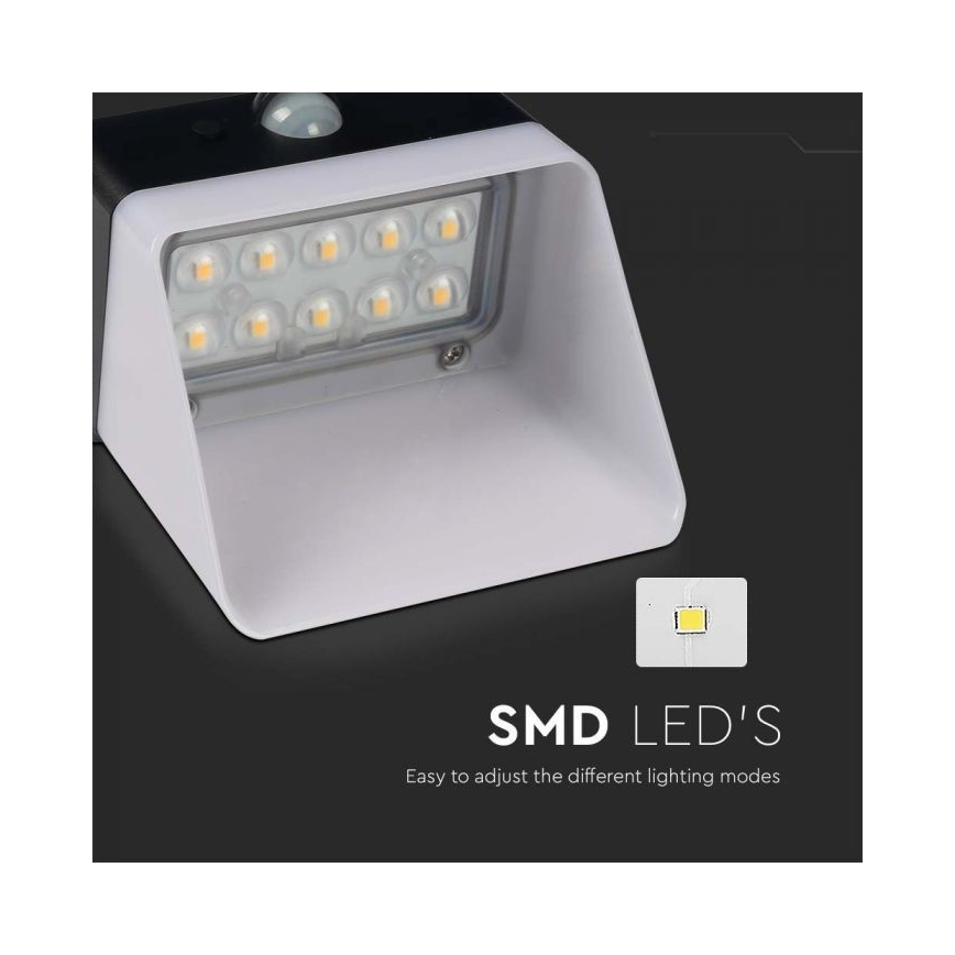 LED-seinäaurinkovalaisin anturilla LED/2W/3,7V 4000K IP65