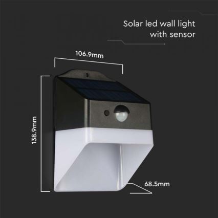 LED-seinäaurinkovalaisin anturilla LED/2W/3,7V 4000K IP65
