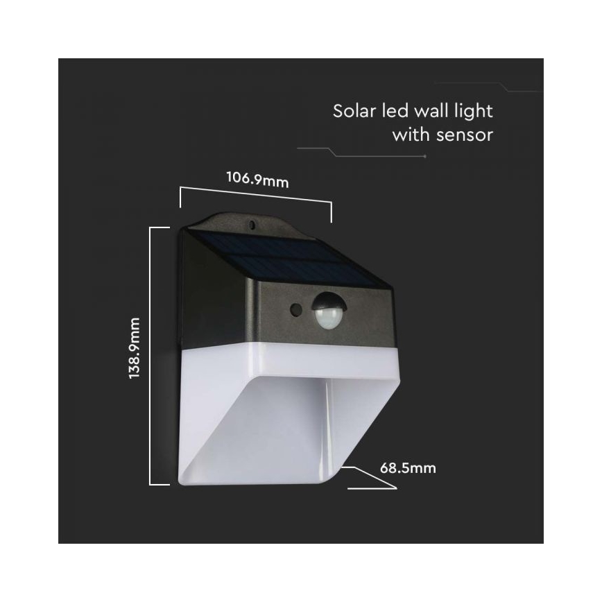 LED-seinäaurinkovalaisin anturilla LED/2W/3,7V 4000K IP65