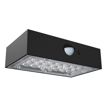 LED-seinäaurinkovalaisin anturilla LED/3W/3,7V 3000K/4000K IP65 musta