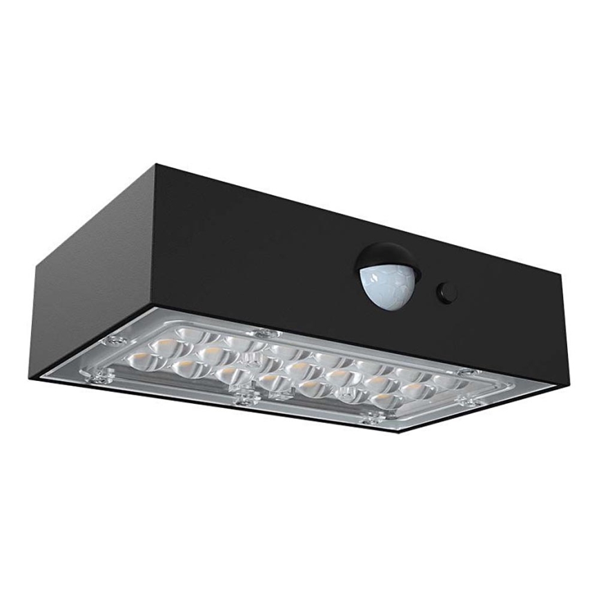 LED-seinäaurinkovalaisin anturilla LED/3W/3,7V 3000K/4000K IP65 musta