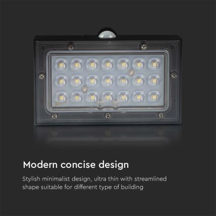 LED-seinäaurinkovalaisin anturilla LED/3W/3,7V 3000K/4000K IP65 musta