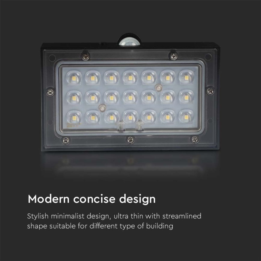 LED-seinäaurinkovalaisin anturilla LED/3W/3,7V 3000K/4000K IP65 musta