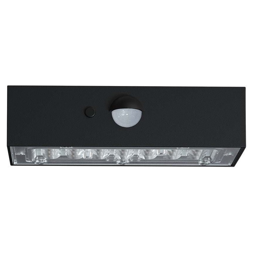 LED-seinäaurinkovalaisin anturilla LED/3W/3,7V 3000K/4000K IP65 musta