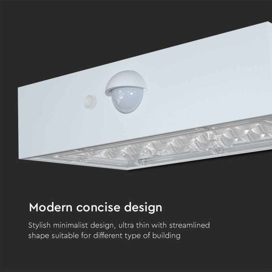 LED-seinäaurinkovalaisin anturilla LED/3W/3,7V 3000K/4000K IP65 valkoinen