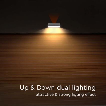 LED-seinäaurinkovalaisin anturilla LED/3W/3,7V 3000K/4000K IP65 valkoinen