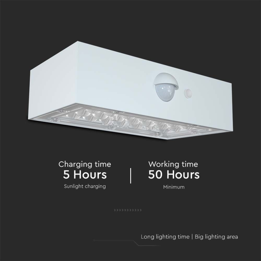 LED-seinäaurinkovalaisin anturilla LED/3W/3,7V 3000K/4000K IP65 valkoinen