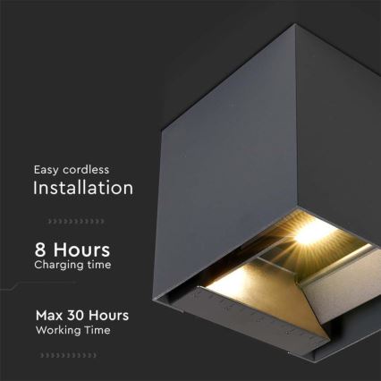LED-seinäaurinkovalaisin anturilla LED/3W/3,7V IP65 4000K musta