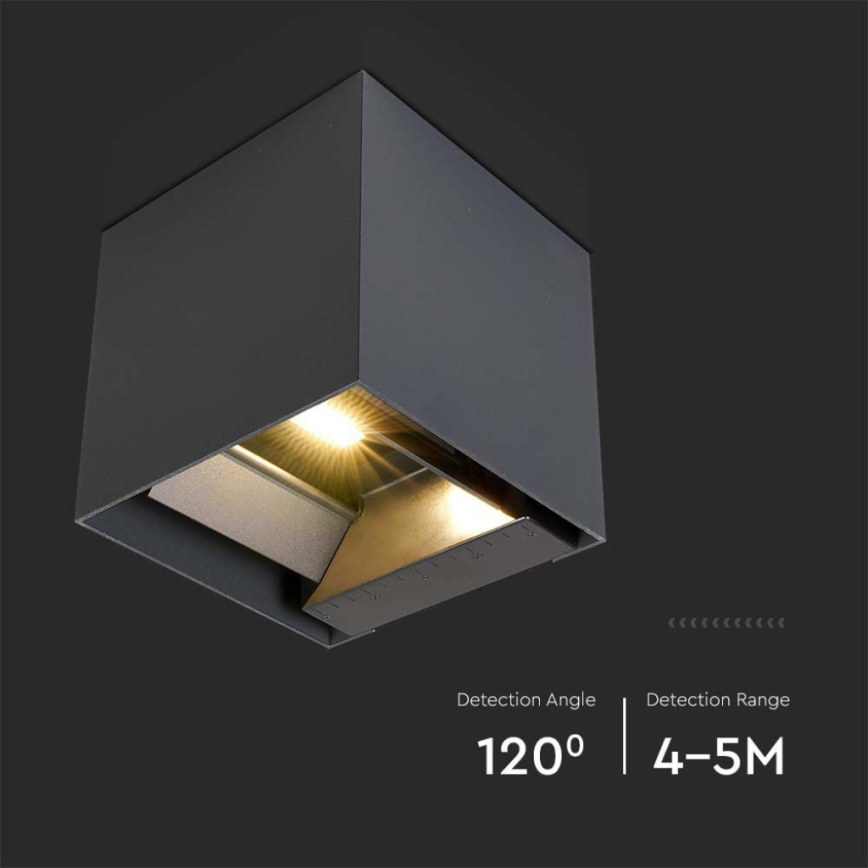 LED-seinäaurinkovalaisin anturilla LED/3W/3,7V IP65 4000K musta